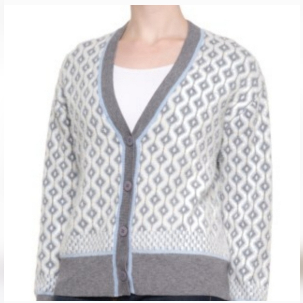 Cupcakes and Cashmere Sweater Fuzzy Cardigan Gray Size Medium NWOT